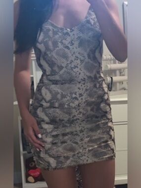 Snake Print Bodycon Mini Dress - Neutral